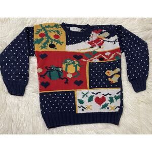 Vintage Pullover Ugly Christmas Sweater STUDIO Cotton Blend Small